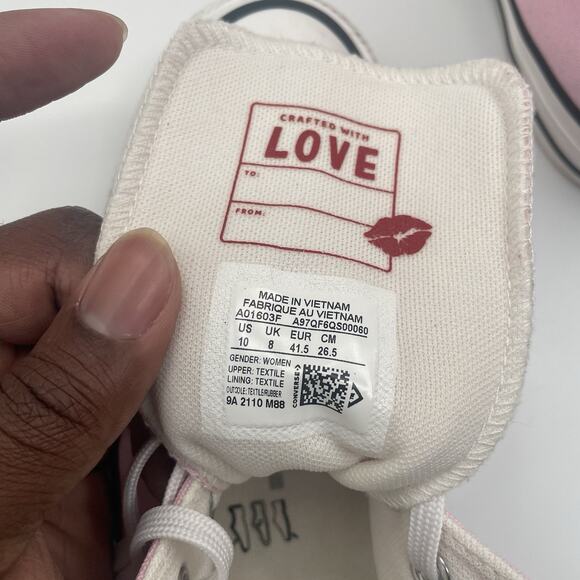 Converse Chuck Taylor All Star High Embroidered Hearts Cherry Blossom W Size 10 - Picture 8 of 9